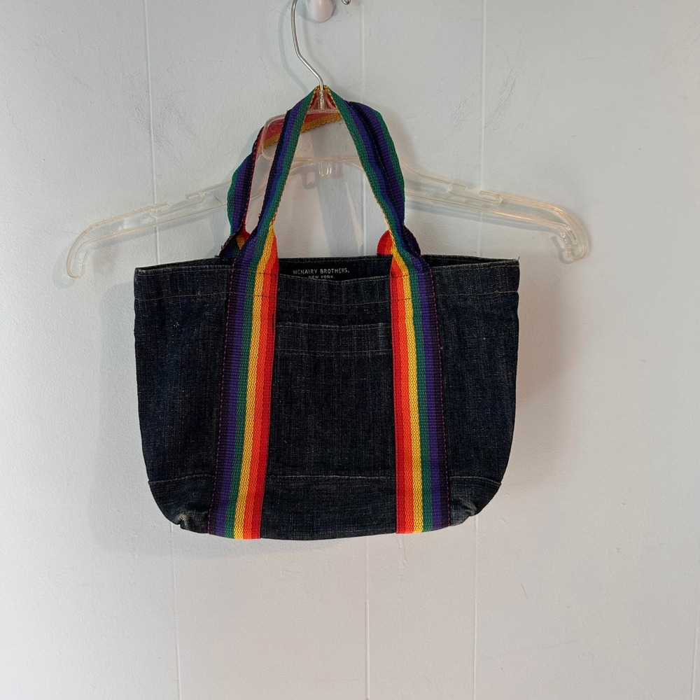 McNairy Brothers New York Denim Rainbow Striped Tote Bag Blue‎ Small Handbag